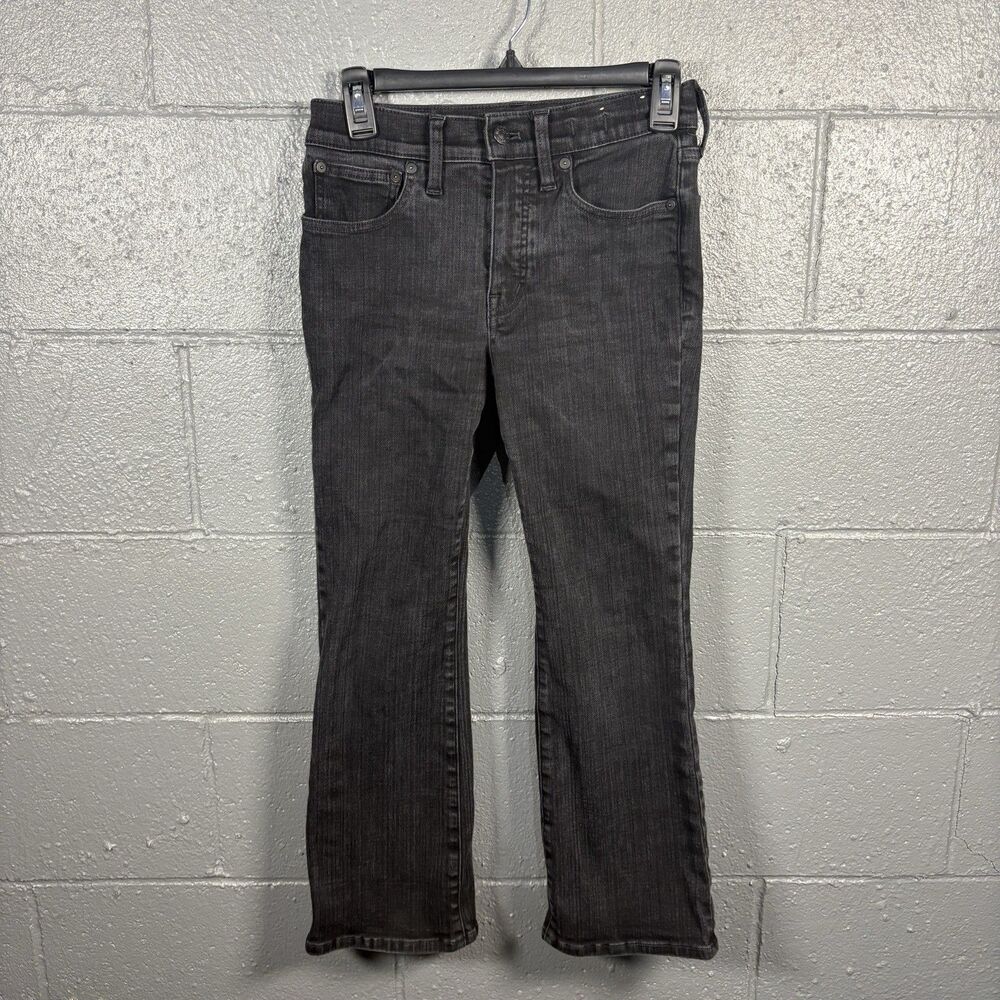 Madewell Kick Out Jeans Women's 27P Black Mid Rise Crop Flare Stretch Denim